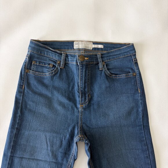 Free People Jean Womens 29 Blue Hi-Rise Slim Fit Stretch Denim Medium Wash USA - Picture 2 of 11